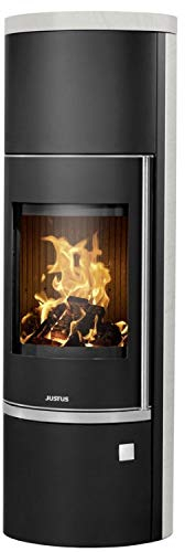 Justus 5693 89 Faro W+ 2.0 Kaminofen Stahl Schwarz mit Kalkstein-Verkleidung / A+