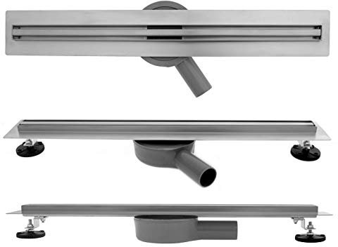 VBChome Duschrinne 90 cm ULTRA SLIM sehr flach edelstahl Bodenablauf Siphon mit Geruchsstop Größen 60 70 80 100 Ablaufrinne für Badezimmer Duschablauf Komplettset