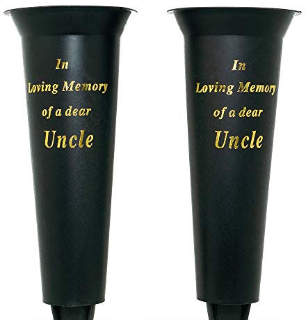 Angraves Set of 2 In Loving Memory Uncle Spiked Memorial Grave Flower Vases Container Holder