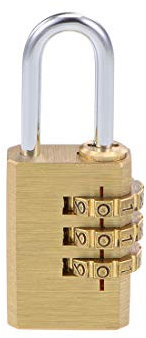 sourcing map 3 Digit Combination Padlock Brass Locks 3mm Shackle Diameter for Gym Locker Fence Suitcase Travel Outdoor