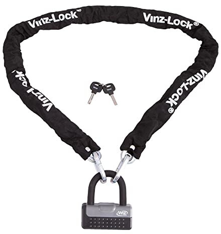 VINZ Nuptse Kettenschloss | Kette Schloß Rollerschloss e-bikeschloss Panzerschloss | Scheibenbremsenschloss mit Kette | 150 cm x ø10mm
