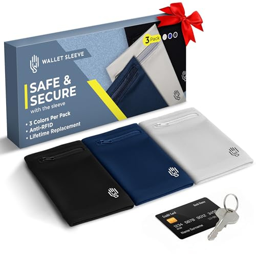 3 Pack Wrist Wallet for Men and Women, Anti-Pickpocket - Lightweight Wristband for Travel Running, Hiking, Workout, RFID Zipper Pouch for Cash, Cards, & Small Essentials, 9-Inch Wrist Width