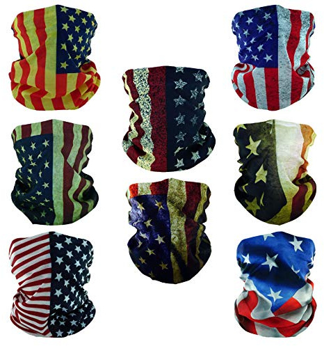 SMEHCF 8 US Flag Pannband Bandana Balaclava Halv Ansiktsmask Sköld Huvud Hår Halsduk Hals Damask Hatt Multipurpose För Kvinnor Män Andas Återanvändbar Tvättbar Retro