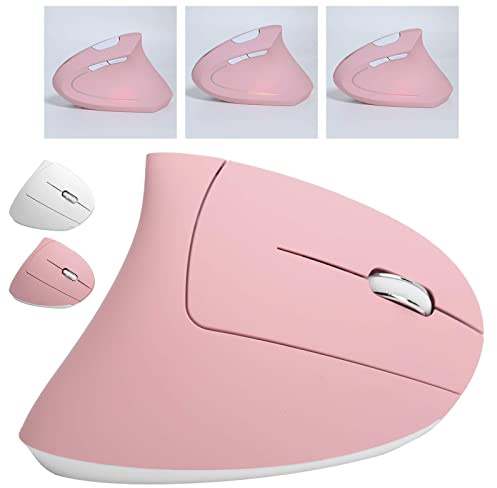 Dpofirs Souris d'ordinateur Verticale sans Fil Rechargeable USB, Souris de Jeu Verticale Portable Universelle, Souris réglable 800 1200 1600 2400 DPI, Compatible avec XP / 7/8/10 iOS X(Rose)