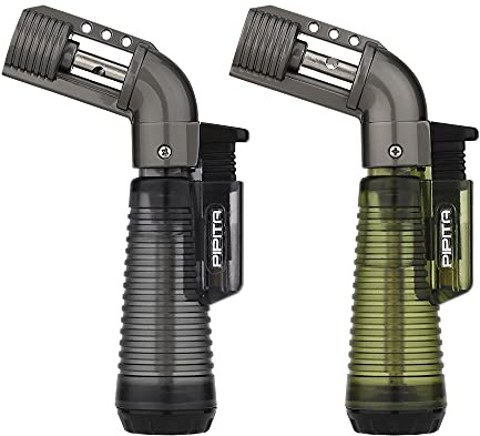 PIPITA 2 Paquetes Encendedor de antorcha, butano Recargable con Llama de Chorro Individual Mechero, Resistente al Viento Gas con Encendedor (butano no Incluido)