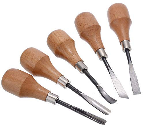 5 pièces ensemble d'outils de ciseaux à main de sculpture sur bois professionnels ensemble de gouges à bois tour pour équipement de bricolage à domicile outils à main, comme indiqué