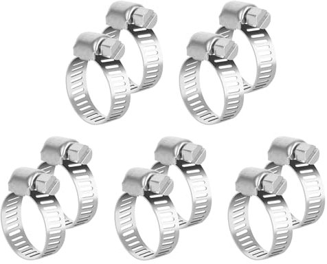 10 Pcs Hose Clips 6-12mm Jubilee Clips Stainless Steel Worm Gear Hose Clamps, Adjustable Small Clamps
