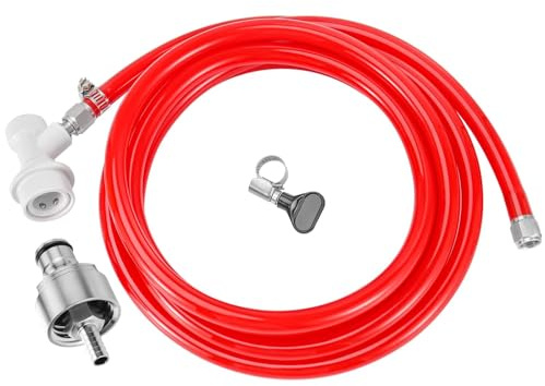 Dbgogo 5 Feet Ball Lock Disconnect Gas Tubing Line Stainless Steel Carbonation Cap Kit for Soda Beer PET Bottle CO2 Regulator Keg Tap with Stainless O.D 5/16'' Barb Brewing Hose Clamp Sealing Gasket