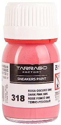 Tarrago Dunkelrosa Schuhfarbe SNK 318, 25 ml Flasche, mit Pinsel und Schwamm, für Glattleder, Kunstleder oder Canvas
