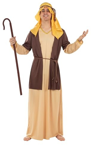 Funidelia Disfraz de San José para hombre, Incluye túnica con chaleco, cinturón, pañuelo y cinta para la cabeza, Navidad - Traje para adultos para fiestas, Carnaval y Halloween - Talla L-XL