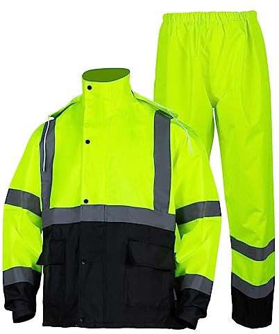 FONIRRA Hi Vis Safety Rain Jacket for Men,Class 3 High Visibility Rain Gear,Rain Suits for Men Waterproof Heavy Duty for Work(2XL/3XL)