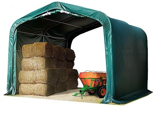 Weideunterstand 4x4 m PVC Plane 850N Lagerzelt Unterstand grün für Betonuntergrund