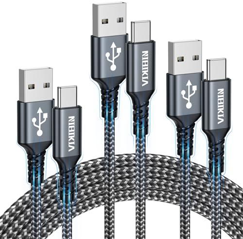 USB C Kabel, [3 Stück/ 0,5+1+2m] USB Typ C Ladekabel Schnellladung Kompatibel mit Samsung Galaxy S23 S22 S20 S10 Note 20 10 A54 A53 A52 A22 A14 A13, Xiaomi Redmi, Google Pixel, Moto