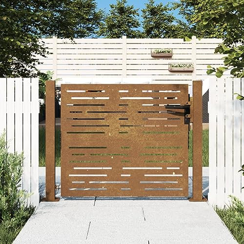 Cancello da Giardino 105x80m in Acciaio Corten Design Quadrato-HOME