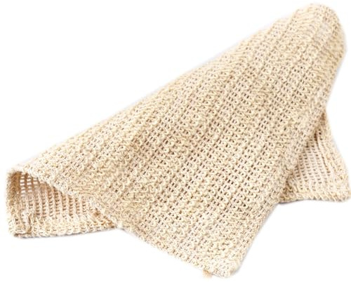 HiKin 2 Pack Cotton Linen Body Exfoliating Washcloths, 25 x 25cm Bath Body Scrub Foaming Square Towel Cloth.