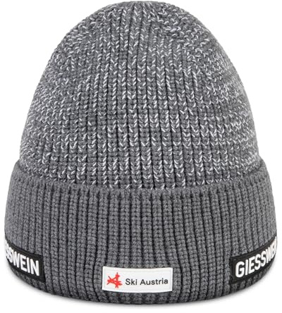 Giesswein Ski Austria Cap Lauberhorn - ÖSV Merino Mütze gefüttert | Ski Austria Beanie aus Merinowolle, gefüttert – warme Strickmütze, offizieller ÖSV Fanartikel