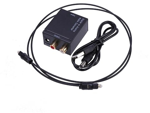 Homoyoyo Digital Analog Audio Wandler aus Aluminium in Schwarz für DVD | Inklusive Optischem Kabel, 6, 5x4, 2x2, 7cm Kompakt, für Heimkino Systeme