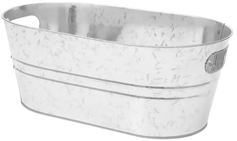Generic Galvanized Bucket,Galvanized Beverage Tub,Large Galvanized Steel Metal Oval Tub for Parties,Beverage Party,Chilling Beer
