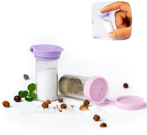 LEKKABOX Salty Mini (Lavender) Salzstreuer To Go 5ml, 2er Set aus Glas | Mini Salzstreuer To Go für Brotdose, unterwegs und auf Reisen