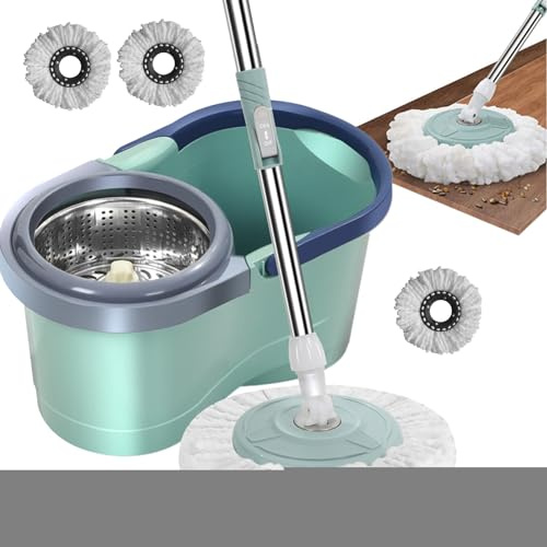 Set Clean Twist Disc Mop Ergo Lave Sol, Set Clean Twist M Ergo, Seau essoreur et Balai à Plat essorage Facile, vadrouille Spinn pour Le Nettoyage des sols, Seau de vadrouille en Microfibre
