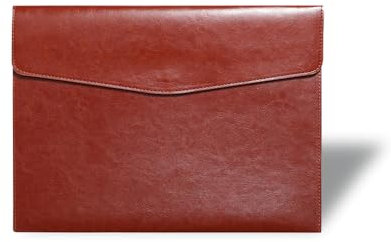 PROMOTEUP Portadocumenti in PU-Leder A4 und A5 mit Metallknopf, 100 Blatt Kapazität, Dokumentenmappe für Büro, Auto-Organizer, Vintage Design, Wasserdicht（Braun）