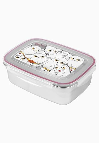 United Labels Harry Potter Edelstahl Brotdose - Hedwig Lunchbox Metall Butterbrotdose mit Kunststoffdeckel