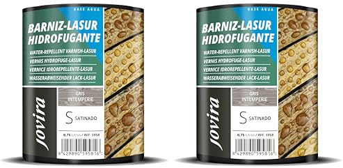 JOVIRA PINTURAS LASURE HYDROFUGEANT Protecteur imperméable effet perlé. Protège, décore et embellit tous les types de bois. (750 millilitres, Gris) (Lot de 2)