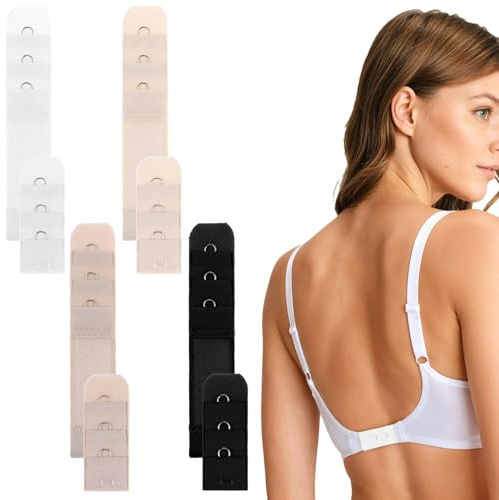Piriuuo 8 Stück BH-Verlängerer, 3 Reihen 1 Haken Elastischer BH-Träger, BH-Verlängerer für Damen Bra Extender Weich Stretch-Unterwäsche Verlängerungsschnalle Verlängerungsgurt Schwangerschafts Zubehör