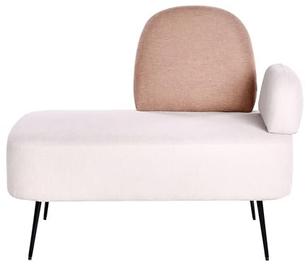 Beliani Chaiselongue helles Beige/Braun rechtsseitig Metallgestell schwarz modern Arcey