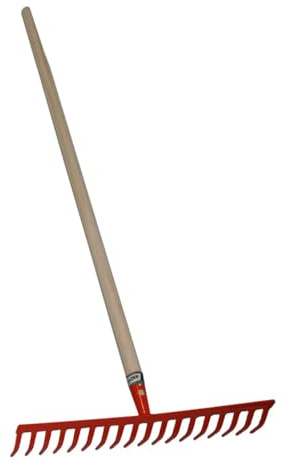 Rastrillo - Mango de Madera, 18 Dientes, Ideal para Trabajos en jardín, Resistente y Duradero, Recoger Hojas y desechos.*