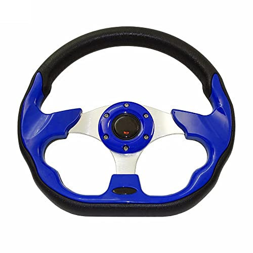 Volante Sportivo Auto,Volante a Calice 12.5 pollici 320mm Metal Fauxing Car Modifica Modifica auto da 6 bulloni Stile Racing PU. Volante in pelle(Blue)