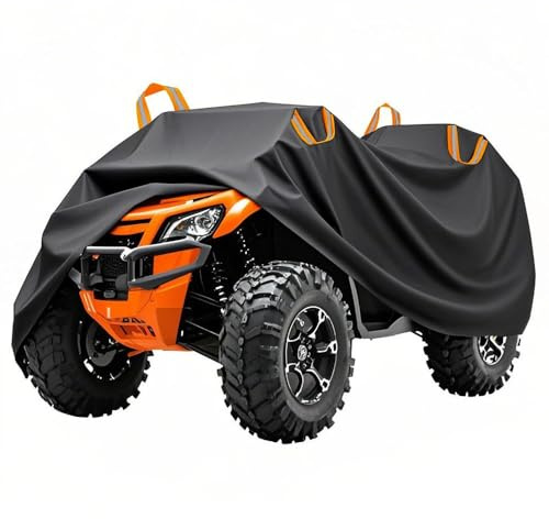 JSCARLIFE ATV Cover,Waterproof Outdoor Heavy Duty 4 Wheeler Cover with Reflective Striping and Buckle Straps,Wind Snow UV Protection Dustproof Quad Cover (XL:210 * 120 * 115CM)