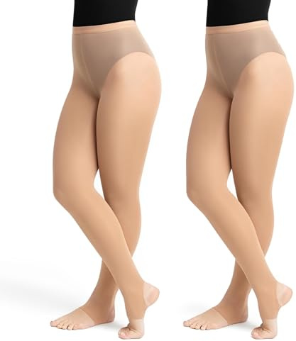 2 PCS Collant Danse Classique Fille, Collant Chair Femme pour Ballet Convient pour illes, Enfants et Adultes le Ballet le yoga la gymnastique la danse classique (FR/ES, Alpha/lettres, M, Skin color)