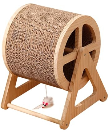 perfk Rascador de para Gatos, Mueble Interactivo Estable, protección, Juguete para rascar para Cachorros y Animales pequeños, Color Madera