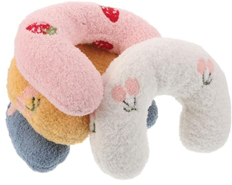 DIKACA 4 Pièces Oreiller pour Chat Forme de U Doux et Épais Coussin Apaisant pour Soutien Cervical Rembourrage Coton Confortable Résistant Aux Griffures Lot de Couleurs Assorties