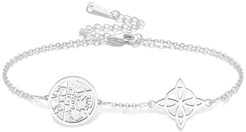 VASSAGO Pulsera de nudo de bruja pulsera de pentagrama de tetragramatón colgante de nudo celta amuleto de protección joyería pagana irlandesa para mujeres y hombres (Plata 2)
