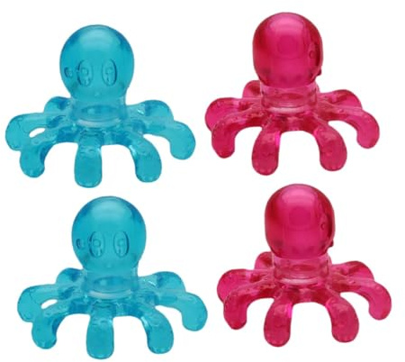 HANABASS 4 pièces Masseur de Tête Pieuvre Plastique Outil de Massage Crânien Portable et Pratique pour Relaxation Soulagement Du Stress et Détente Du Cou Adapté à Toute la Famille