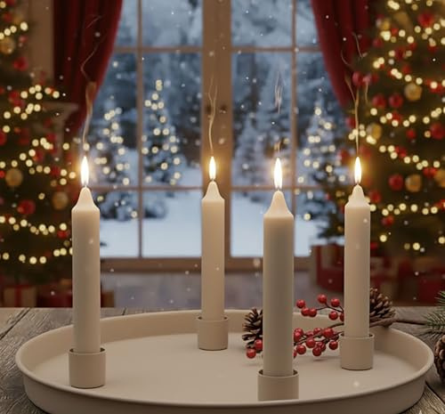 KAMACA Adventskranz rund 25 cm aus Metall mit Magnet-Kerzenhaltern flexibel arrangierbarer Kerzenhalter für Stabkerzen bis 2,3 cm Advent Weihnachten (Magnet Kerzentablett für Stabkerzen 25 cm Taupe)