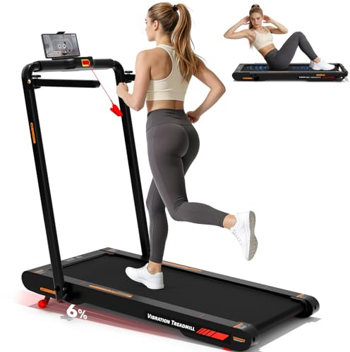 Lysole 4 in 1 Walking Vibration Pad with 6% Incline,12 km/h Treadmills for Home, Foldable Incline Treadmill with App Compatible, with Remote Control