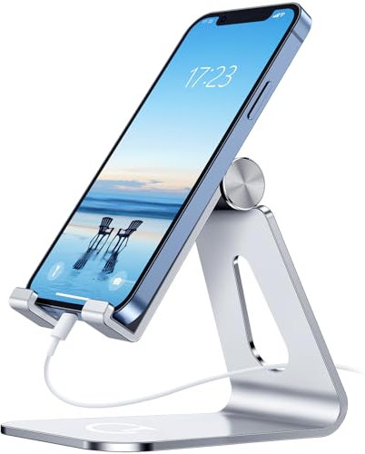 Gritin Phone Stand, Adjustable Phone Holder Cradle Dock - Full Aluminum Desktop Holder Stand for iPhone15, 14, 14 Plus, 13, 13 Pro Max, 12 Mini, XR X 7 6 Plus, Galaxy
