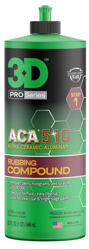 3D ACA 510 Rubbing Compound – Fast-Cutting Paint Correction Compound with Alpha Ceramic Alumina | Body Shop Safe, Low Dust, Silicone-Free, Made in USA - 32 oz