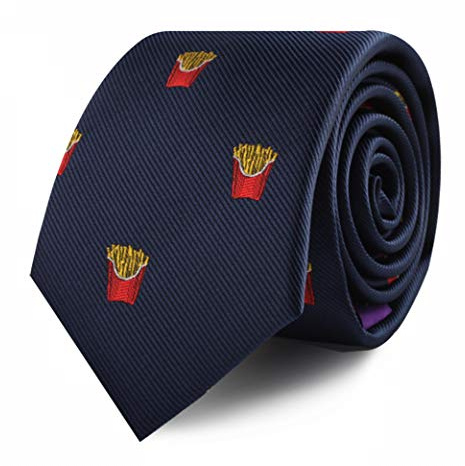 AUSCUFFLINKS Cravates spéciales pour homme - Cravates fines tissées - Cadeau pour collègue de travail, Frites, Maigre