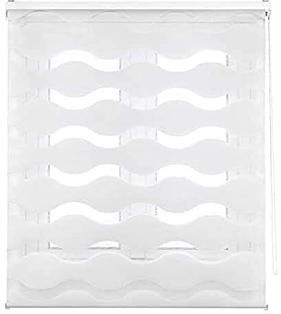 Estoralis | JEOR | Doppelrollo Keine Kassette | Doppelter Stoff, Tag und Nacht | Weiß | 125 x 180 cm. (Breite/Höhe) Stoffgröße 122 x 175 cm. | Rollos für Fenster und Türen