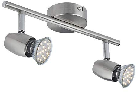 SEESEER LED Ceiling Light Rotatable, Swivel Design, 2 Way Pendant Spotlight Bar with 2X 3W GU10 LED Light Bulbs, Angle Adjustable Indoor Lighting for Kitchen, Living Room and Bedroom