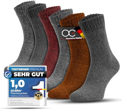 OCERA 6 Paar Thermo-Socken für Damen, warme Winter Socken mit Vollfrottee und Soft-Bund, Venenfreundlich