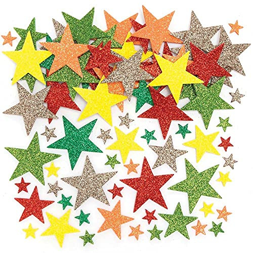 Baker Ross FE605 Glitzer Herbst Schaumstoff Sticker - 198 Stück, Moosgummi Aufkleber für Kinder zum Basteln, Gestalten und Dekorieren