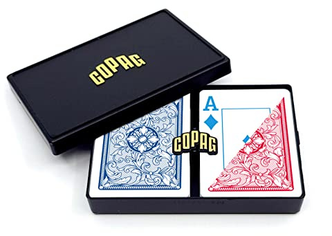 Copag *4-Color Faces* Legacy Design 100% Plastic Playing Cards, Poker Size (Standard) Jumbo Index Red/Blue Double Deck Set