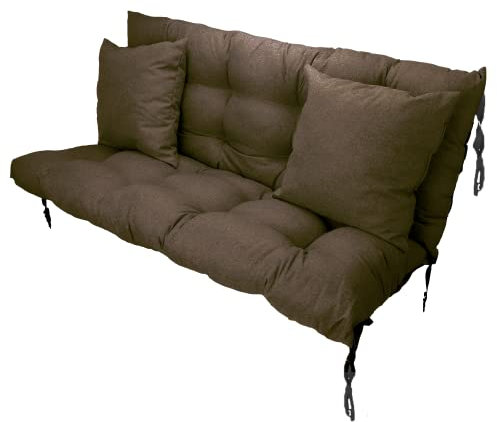 Filippo Sitzauflagen Gartenmöbel 160 x 55 x 55 cm Braun - Kissen Hollywoodschaukel Beständig Gegen Schimmel – Handgefertigt Polster für Hollywoodschaukel mit Befestigungsschnüre