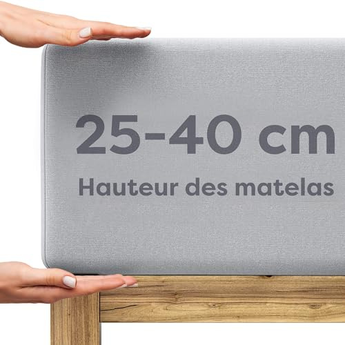 Wolkenfeld Spannbettlaken 90x200cm – 100x220cm – Premium Jersey Baumwolle mit 5% Lycra – Faltenfreies Bettlaken für hohe Matratzen bis 40 cm – Atmungsaktiv & Oeko-TEX Zertifiziert – Hellgrau