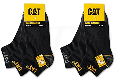 Caterpillar CAT 6 pares de zapatillas de trabajo WORK SNEAKERS de trabajo, calcetines en tallas 39-50, 6 Pares Negro, 43-46